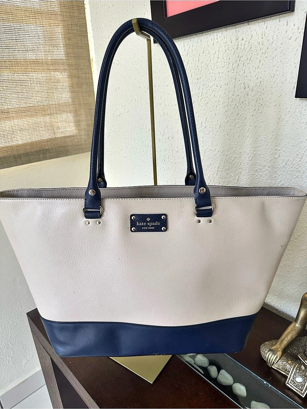 Kate Spade Colorblock Tote in White & Blue